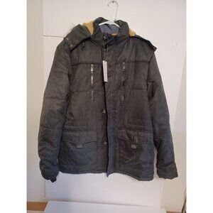 PRIJOUHE Men's Winter Coat/Jacket Size L Outerwear Long Cotton Coat Thick Warm